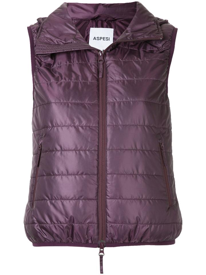 Aspesi Quilted Gilet - Pink & Purple