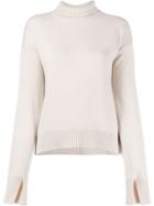 Max Mara Curved Hem Ribbed Detail Sweater - Neutrals