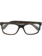 Prada Eyewear Rectangular Frame Glasses, Brown, Acetate