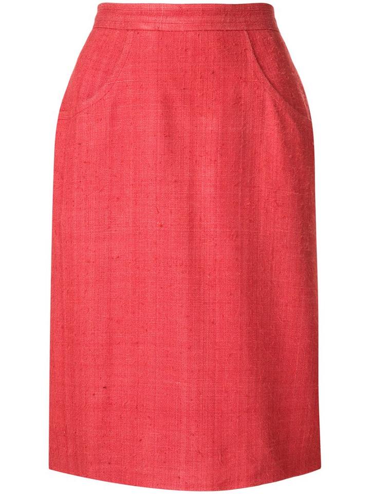 Yves Saint Laurent Pre-owned Straight Distressed Skirt - Red