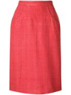 Yves Saint Laurent Pre-owned Straight Distressed Skirt - Red