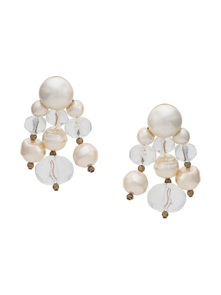 Céline Pre-owned 80-90's Pearl Embellished Drop Earrings - White