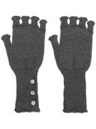 Thom Browne Fingerless Wool Gloves - Grey