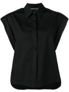 Alberta Ferretti Boxy Sleeveless Shirt - Black