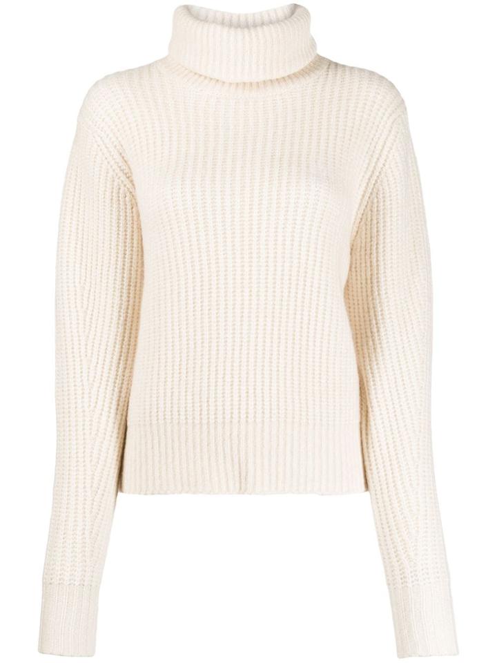 Essentiel Antwerp Roll-neck Waffle Knit Jumper - White