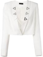 David Koma - Cropped Open Jacket - Women - Elastodiene/acetate/viscose - 10, White, Elastodiene/acetate/viscose