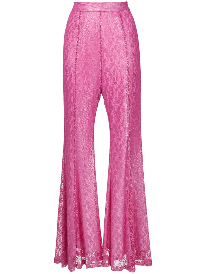 G.v.g.v. Foiled Lace Flared Pants - Pink & Purple