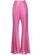 G.v.g.v. Foiled Lace Flared Pants - Pink & Purple