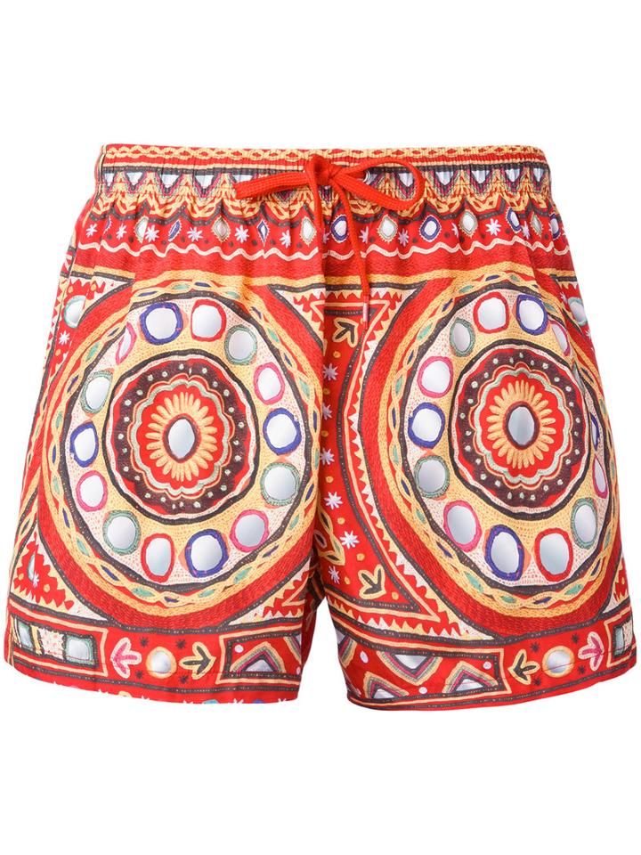 Moschino - Mirror Tile Print Swimming Shorts - Men - Polyester - M, Yellow/orange, Polyester