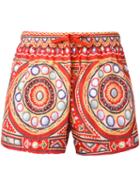 Moschino - Mirror Tile Print Swimming Shorts - Men - Polyester - M, Yellow/orange, Polyester