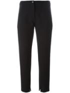 Giorgio Armani Cropped Side Band Trousers, Women's, Size: 42, Black, Polyamide/polyester/spandex/elastane/wool