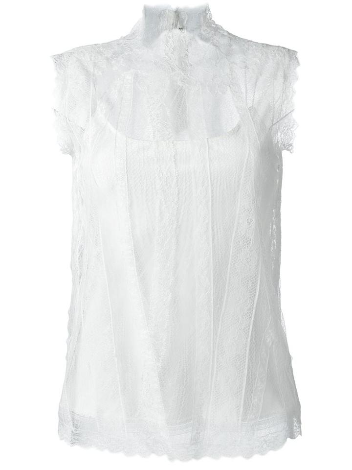 Ermanno Scervino Sheer Lace Tank Top, Women's, Size: 38, White, Silk/spandex/elastane/polyamide