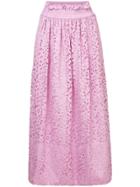 Tibi Lace Midi Skirt - Pink