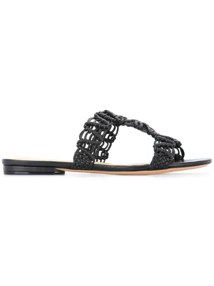 Alexandre Birman Macramé Flat Sandals - Black