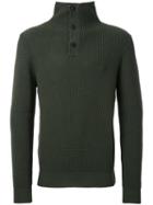 Kent & Curwen Buttoned High Neck Jumper, Men's, Size: Medium, Green, Wool