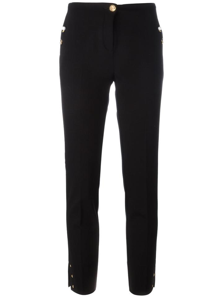 Cavalli Class - Pearled Trim Slim-fit Pants - Women - Polyester/spandex/elastane/acetate/polyimide - 42, Women's, Black, Polyester/spandex/elastane/acetate/polyimide