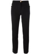 Cavalli Class - Pearled Trim Slim-fit Pants - Women - Polyester/spandex/elastane/acetate/polyimide - 42, Women's, Black, Polyester/spandex/elastane/acetate/polyimide