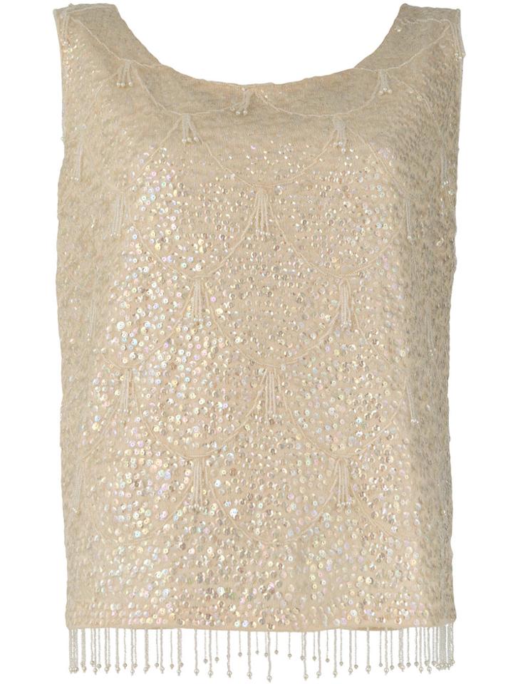 William Vintage 1965 Beaded Tank - Nude & Neutrals