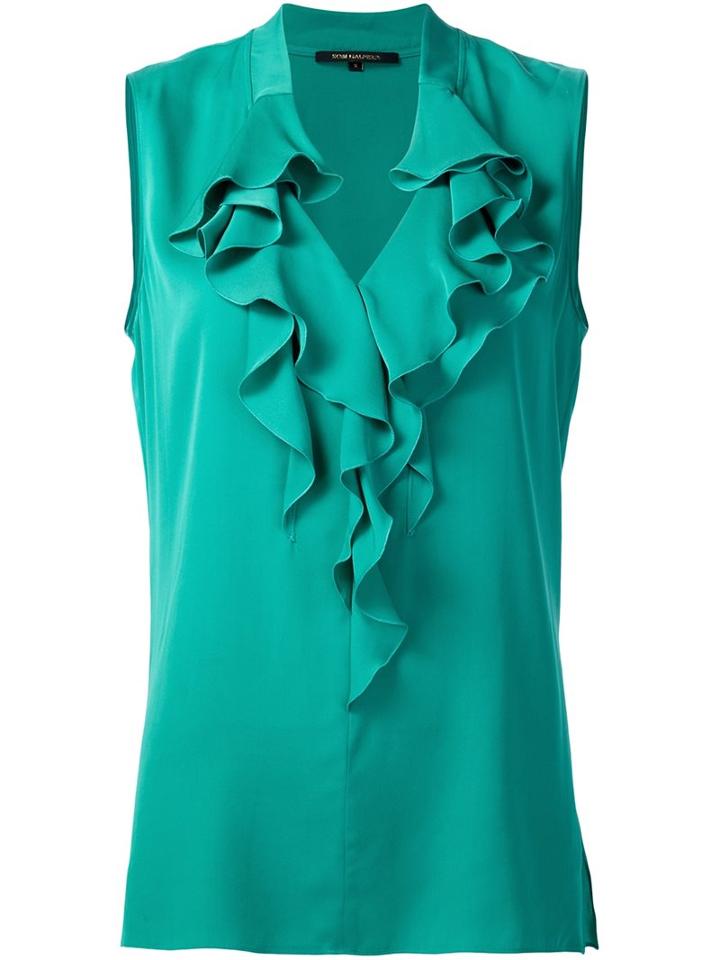 Kobi Halperin Ruffle Detail Tank, Women's, Size: Small, Green, Silk/spandex/elastane
