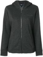 Armani Jeans Signature Embroidery Zipped Hoodie - Grey