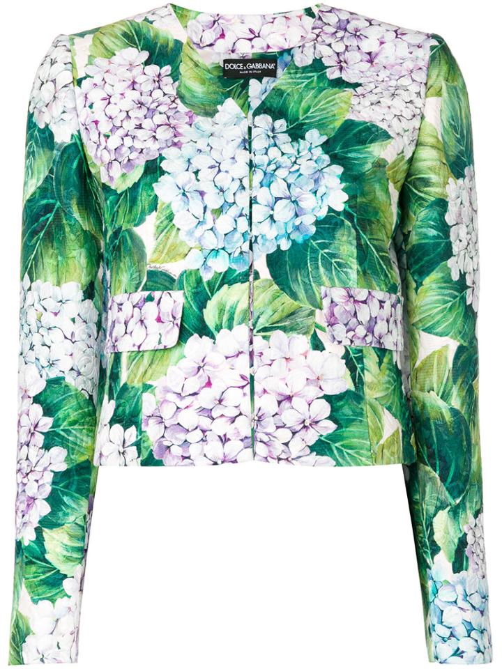 Dolce & Gabbana Hydrangea-print Cropped Jacket - Multicolour