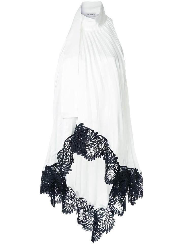 Self-portrait Asymmetric Halterneck Top - White