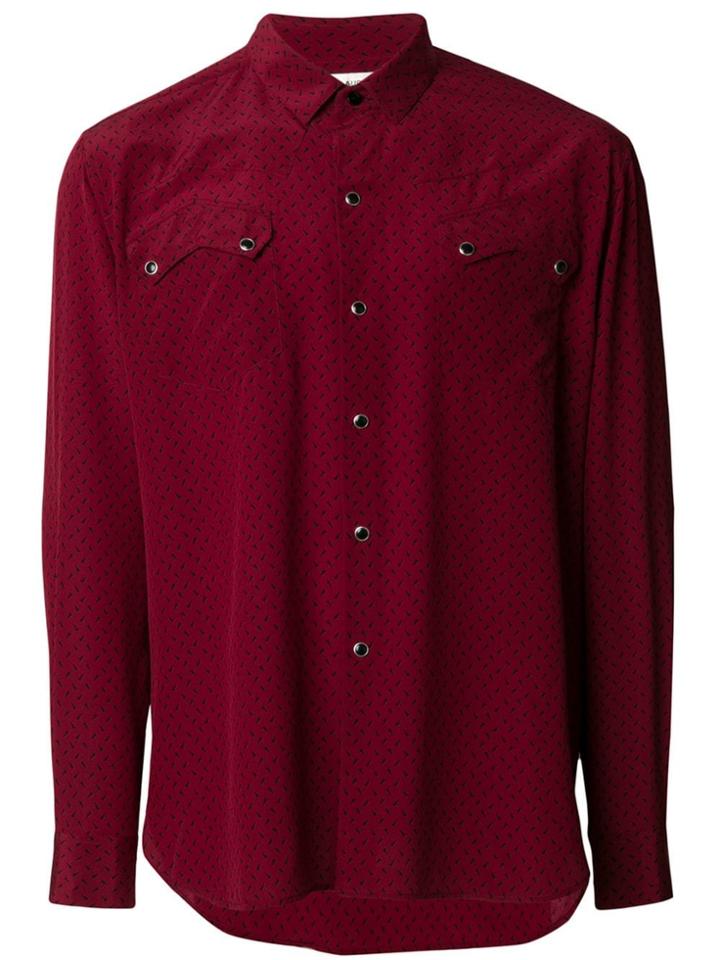 Saint Laurent Micro Triangle Print Shirt - Red