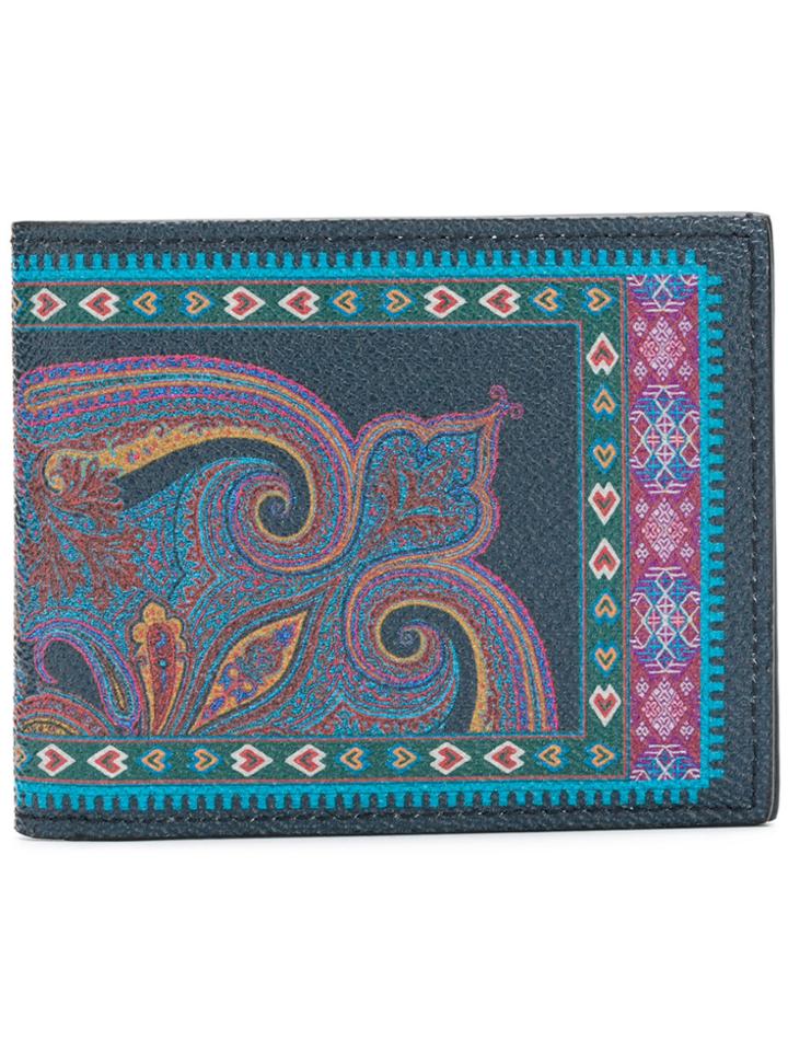 Etro Printed Bi-fold Wallet - Blue