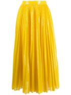 Msgm Pleated Sequin Midi Skirt - Yellow