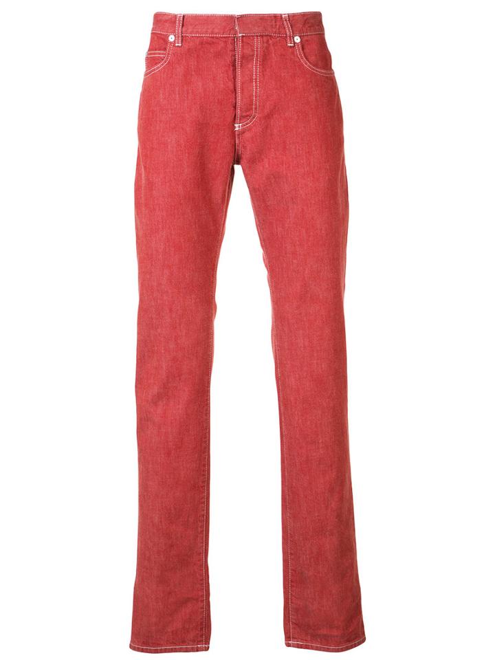 Maison Margiela Straight-leg Jeans, Men's, Size: 36, Red, Cotton