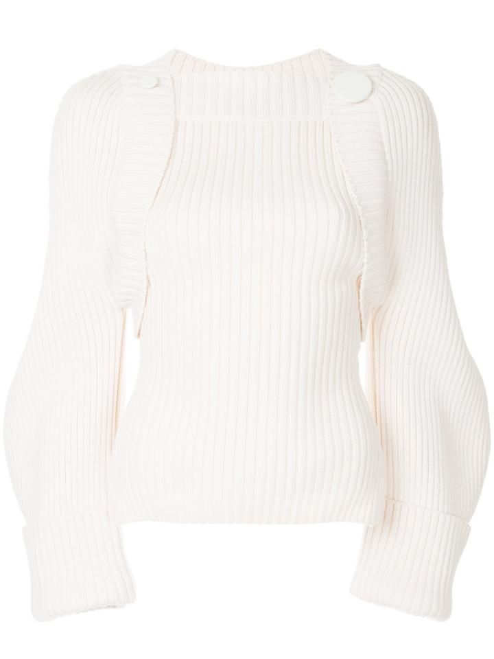 Jacquemus Curved Sleeve Ribbed Jumper - Nude & Neutrals