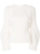 Jacquemus Curved Sleeve Ribbed Jumper - Nude & Neutrals