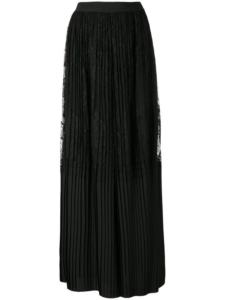 Twin-set - Pleated Lace Palazzo Trousers - Women - Polyester/spandex/elastane/viscose - M, Black, Polyester/spandex/elastane/viscose