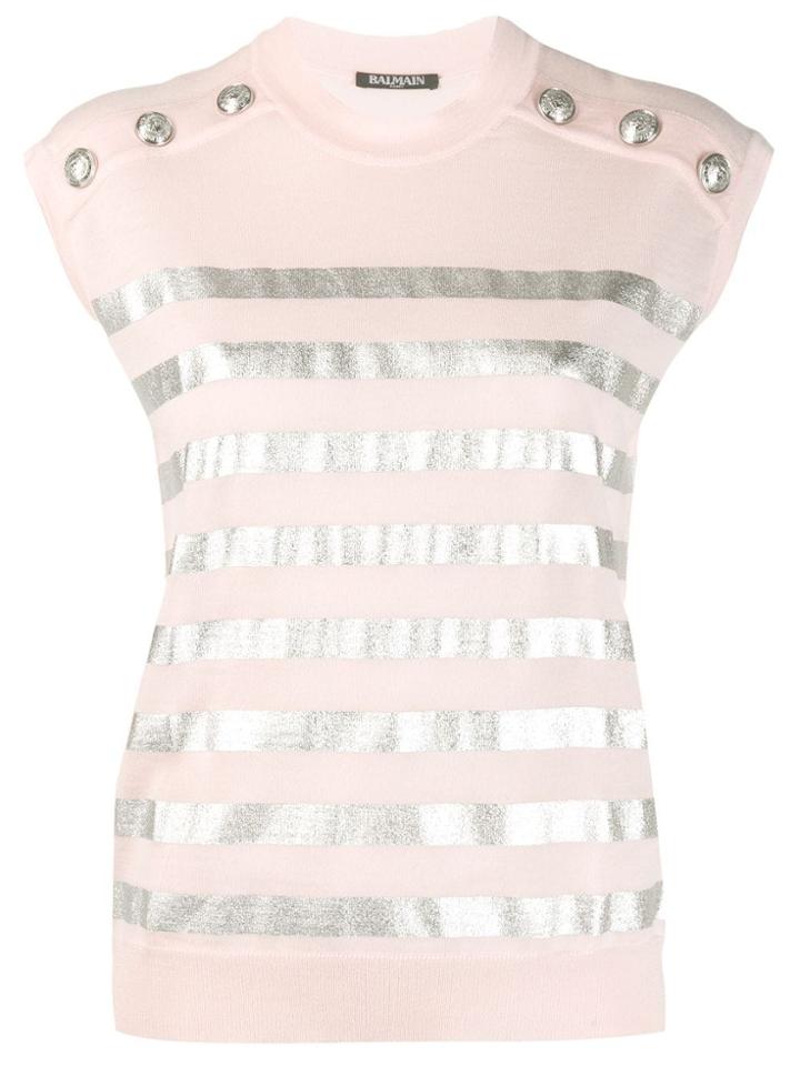 Balmain Striped Knitted Top - Pink