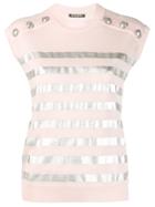 Balmain Striped Knitted Top - Pink