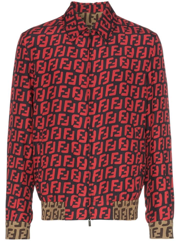 Fendi Ff Print Zip-up Shirt Jacket - Red