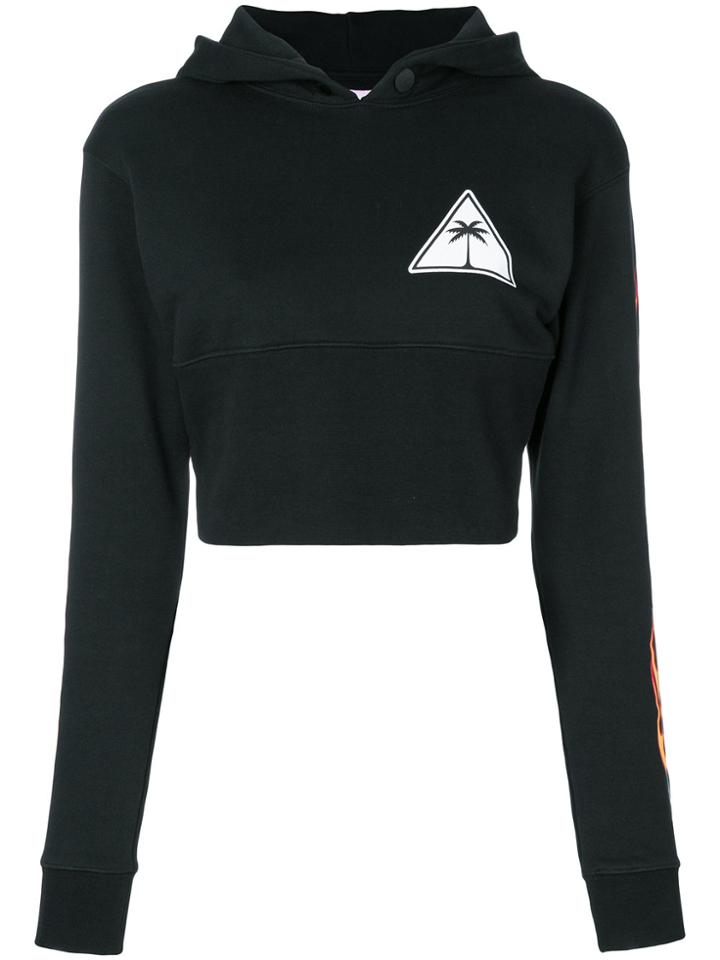 Palm Angels Palms & Flames Cropped Hoodie - Black
