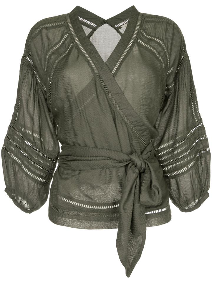 Torrazzo Donna Belted Waist Blouse - Green