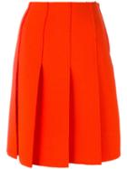 Emilio Pucci Frayed Edge Pleated Skirt, Women's, Size: 42, Yellow/orange, Virgin Wool
