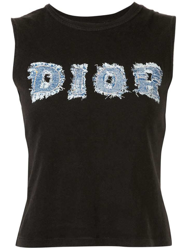 Christian Dior Pre-owned Denim Logo Patch Sleeveless T-shirt - Black