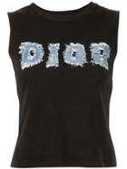Christian Dior Pre-owned Denim Logo Patch Sleeveless T-shirt - Black