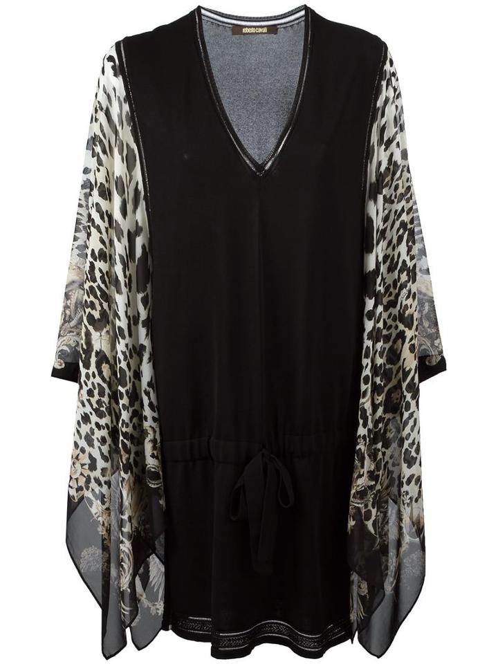 Roberto Cavalli Leopard Print Shift Dress, Women's, Size: 44, Viscose/polyester/silk