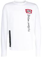 Palm Angels Logo Print Long Sleeve Top - White