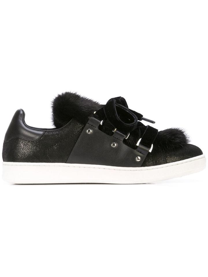 Moncler Fur Trainers - Black