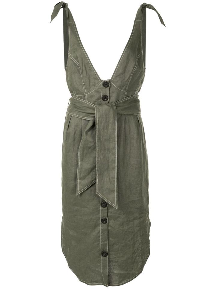 Suboo Tie Shoulder Midi Dress - Green