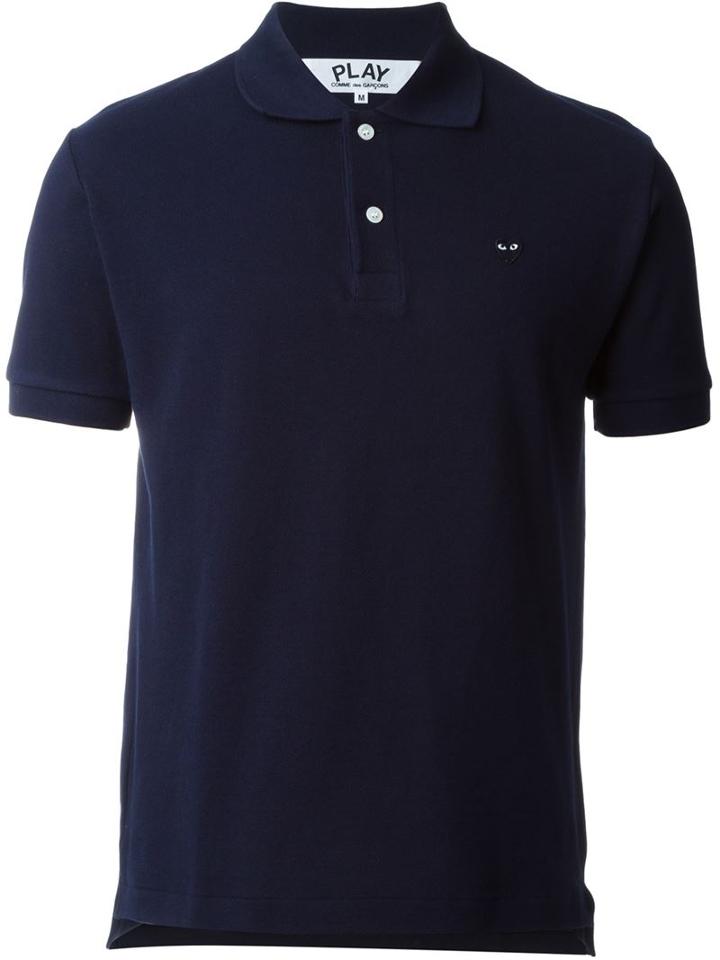 Comme Des Garçons Play Mini Heart Polo Shirt, Men's, Size: Small, Blue, Cotton