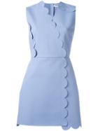 Msgm Scalloped Detail Dress, Women's, Size: 44, Blue, Polyester/spandex/elastane/viscose