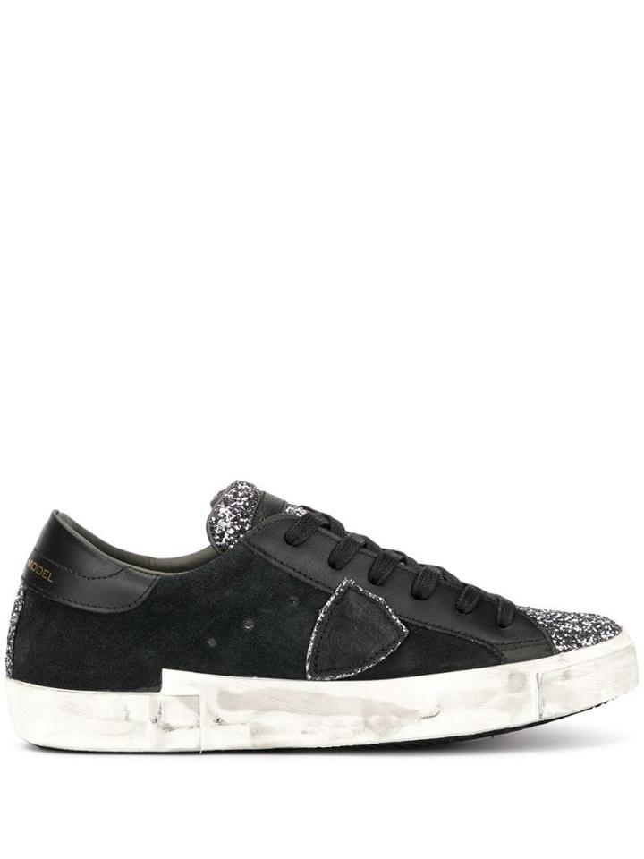 Philippe Model Glitter Panel Sneakers - Black