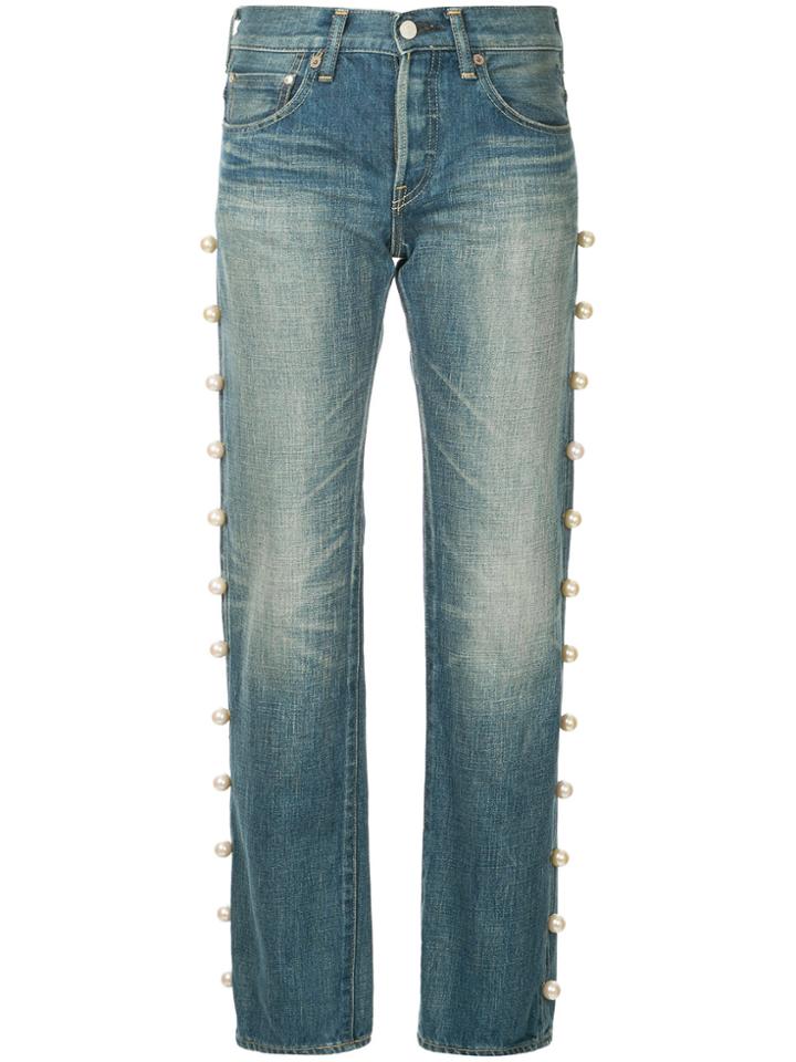 Tu Es Mon Trésor Side Pearl Jeans - Blue