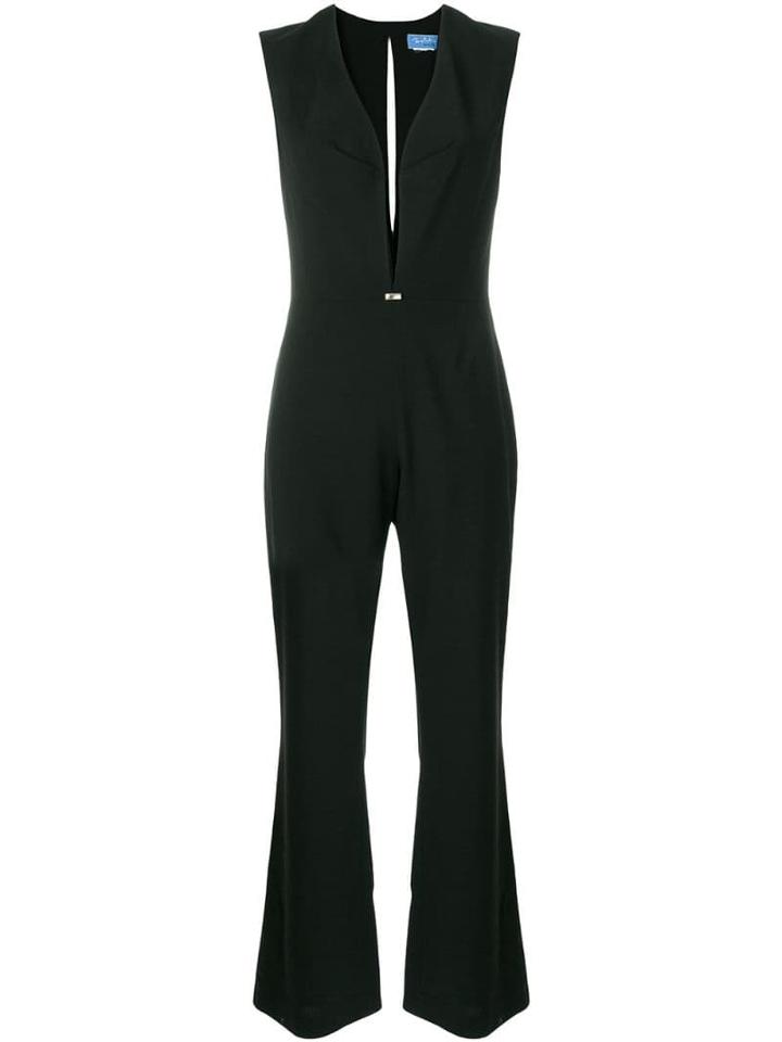 Thierry Mugler Pre-owned Deep V-neck Jumpsuit - Black